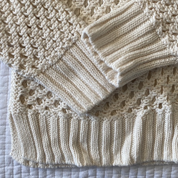 Abercrombie Long-Sleeve Crochet Mesh Knit Crew Top Sweater NWOT - Picture 7 of 11